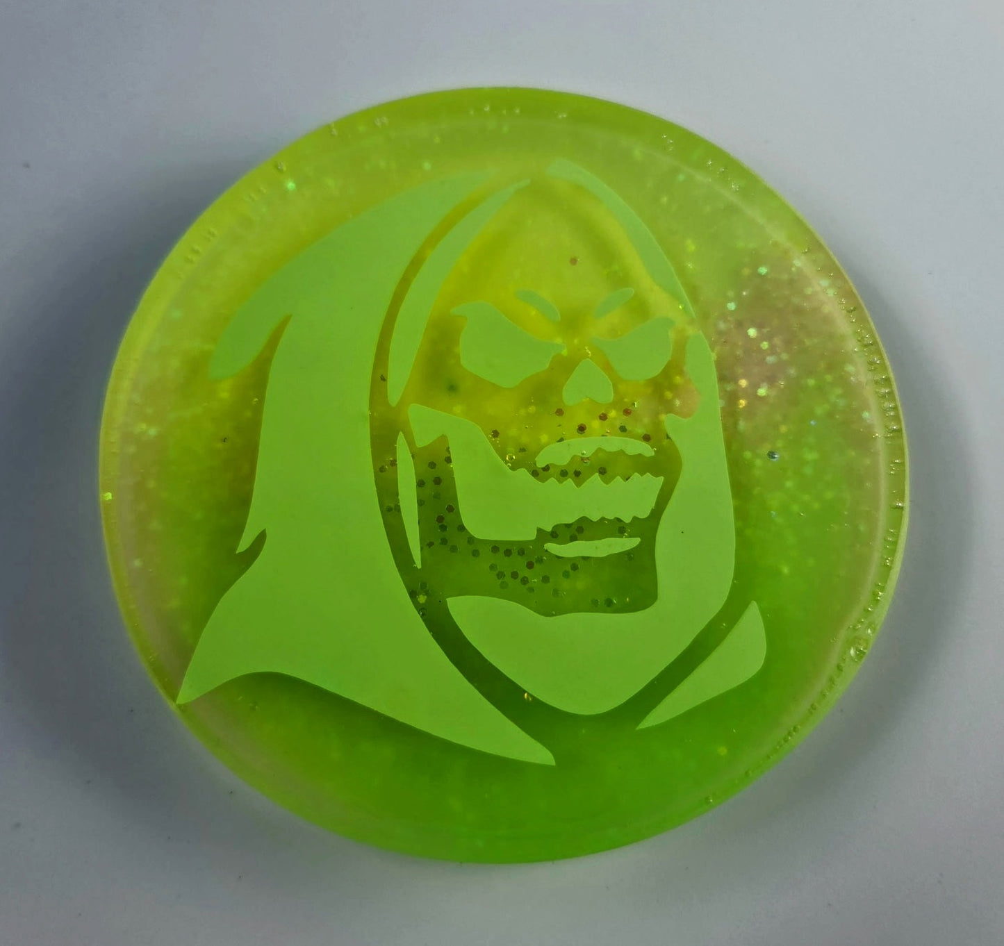 Glow Skeletor Disc Golf Marker/Coaster