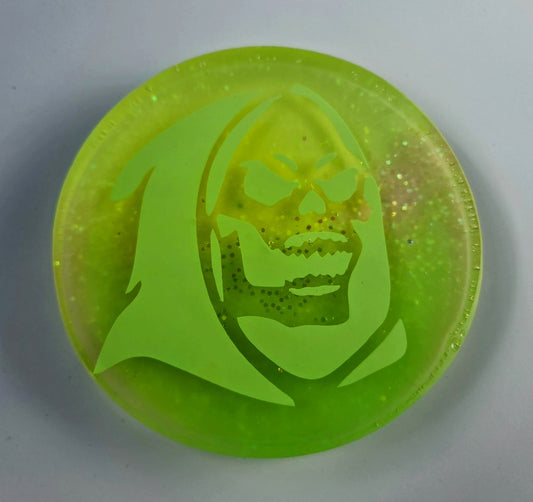 Glow Skeletor Disc Golf Marker/Coaster