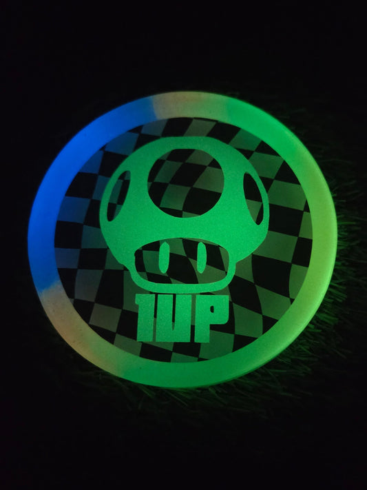 ONE UP Super Mario Bros/ Double Sided /Glow in the Dark
