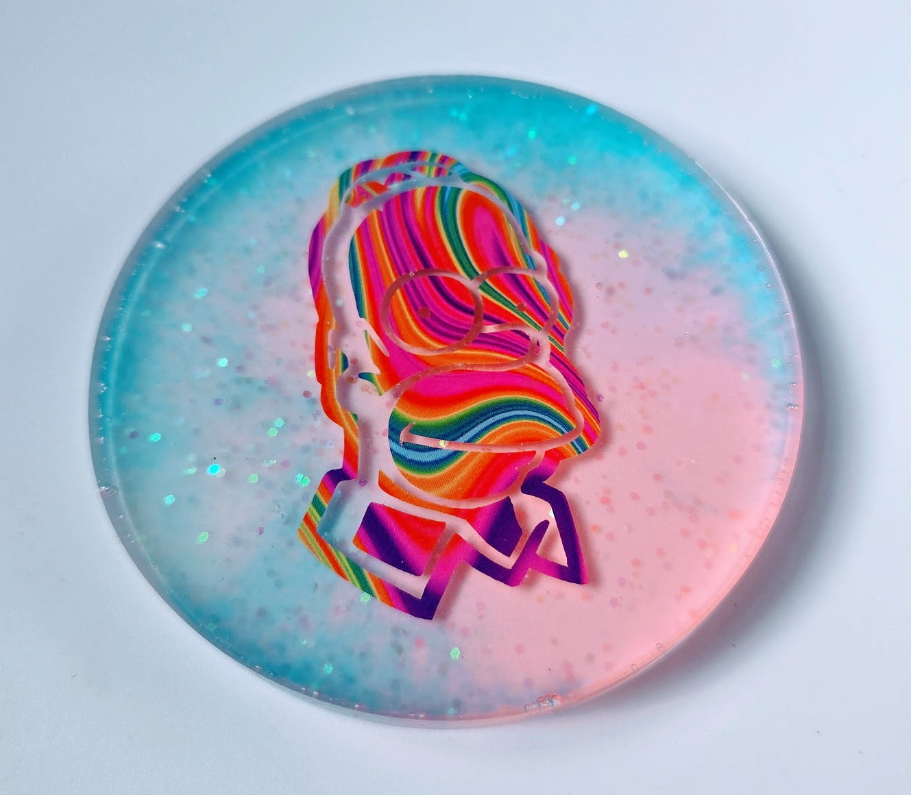 Rainbow Homer Glow Disc Golf Marker/Coaster