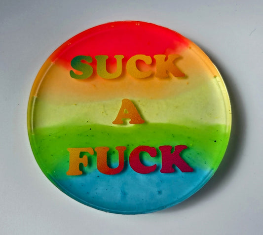 Suck a Fuck Glow Disc Golf Marker/Coaster