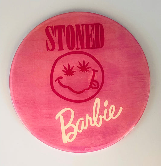 Glow in the Dark Stoned Barbie Painting/ Rolling Pad