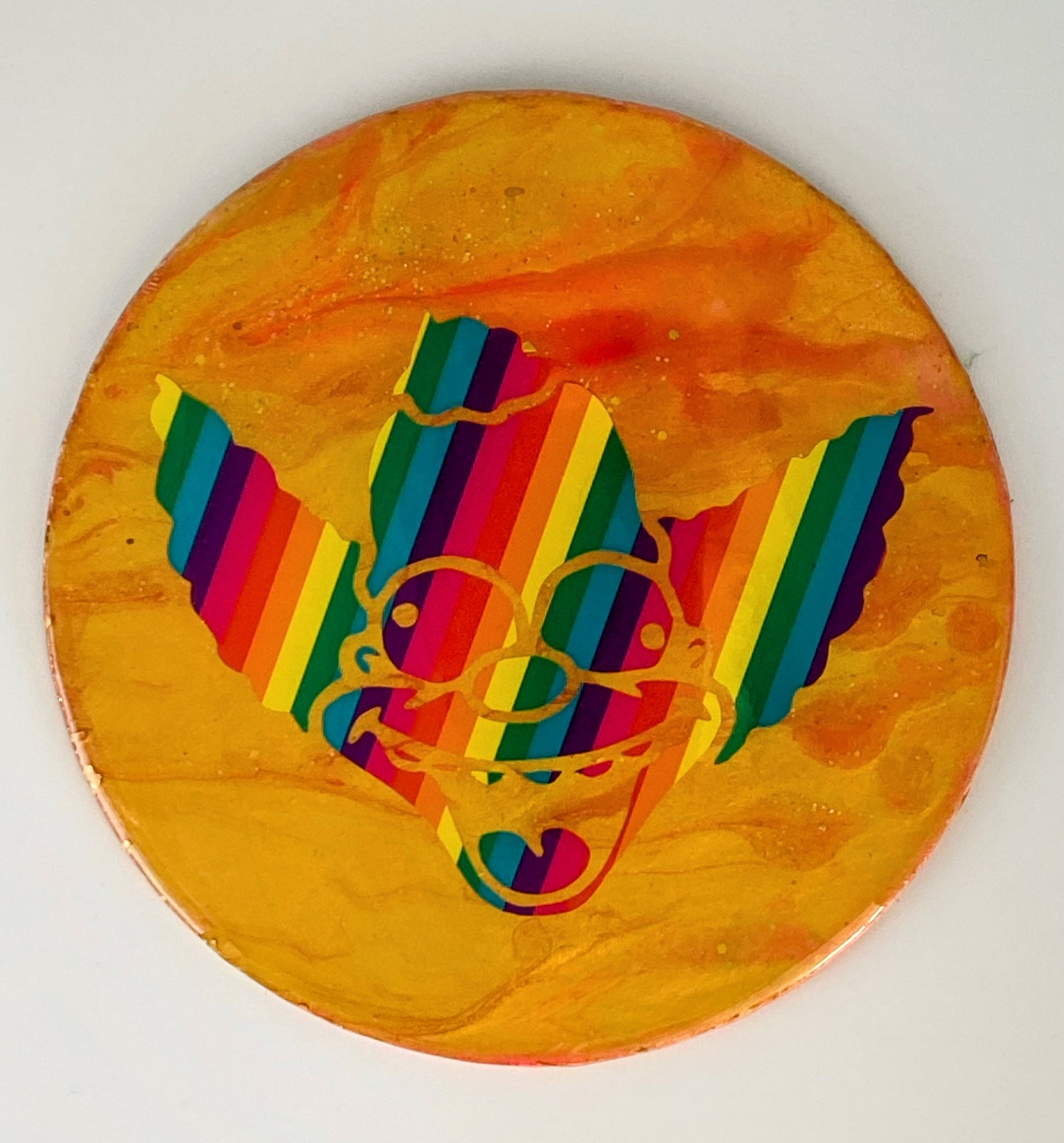 Gay Pride Krusty the Clown Small Rolling Pad/Painting