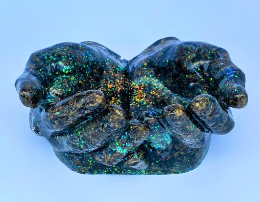 Cannabis Hands Epoxy ash tray (actual cannabis encapsulated in epoxy)FINAL SALE. See description