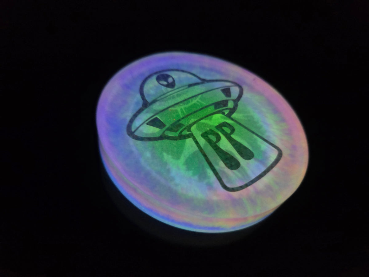Poppycock UFO Weirder Thangz/Sasquatch Playing Disc Golf                              Poppycock UFO Strange Best Budz Double Sided Glow Mini Pack