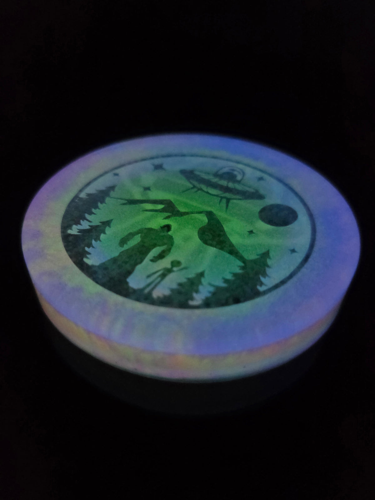 Poppycock UFO Weirder Thangz/Sasquatch Playing Disc Golf                              Poppycock UFO Strange Best Budz Double Sided Glow Mini Pack