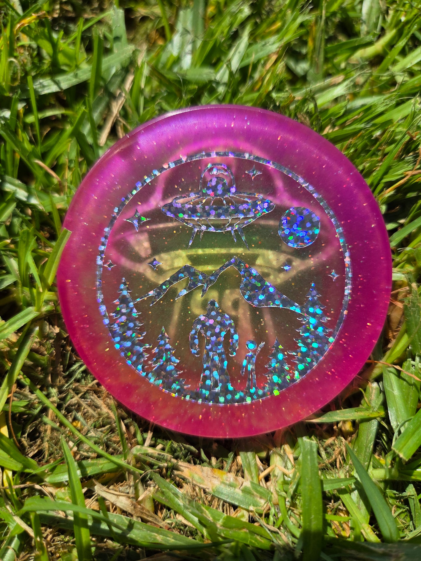 Poppycock UFO Weirder Thangz/Sasquatch Playing Disc Golf                              Poppycock UFO Strange Best Budz Double Sided Glow Mini Pack