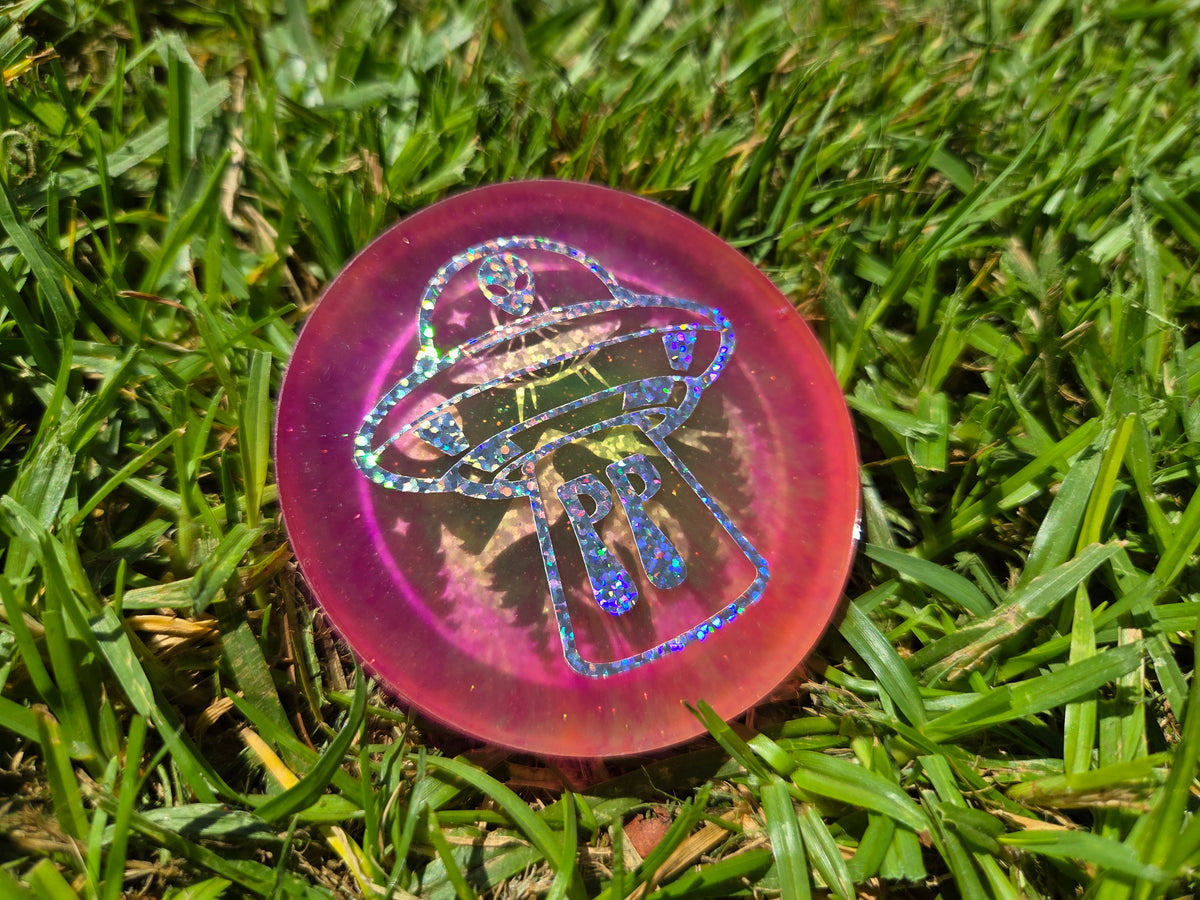 Poppycock UFO Weirder Thangz/Sasquatch Playing Disc Golf                              Poppycock UFO Strange Best Budz Double Sided Glow Mini Pack