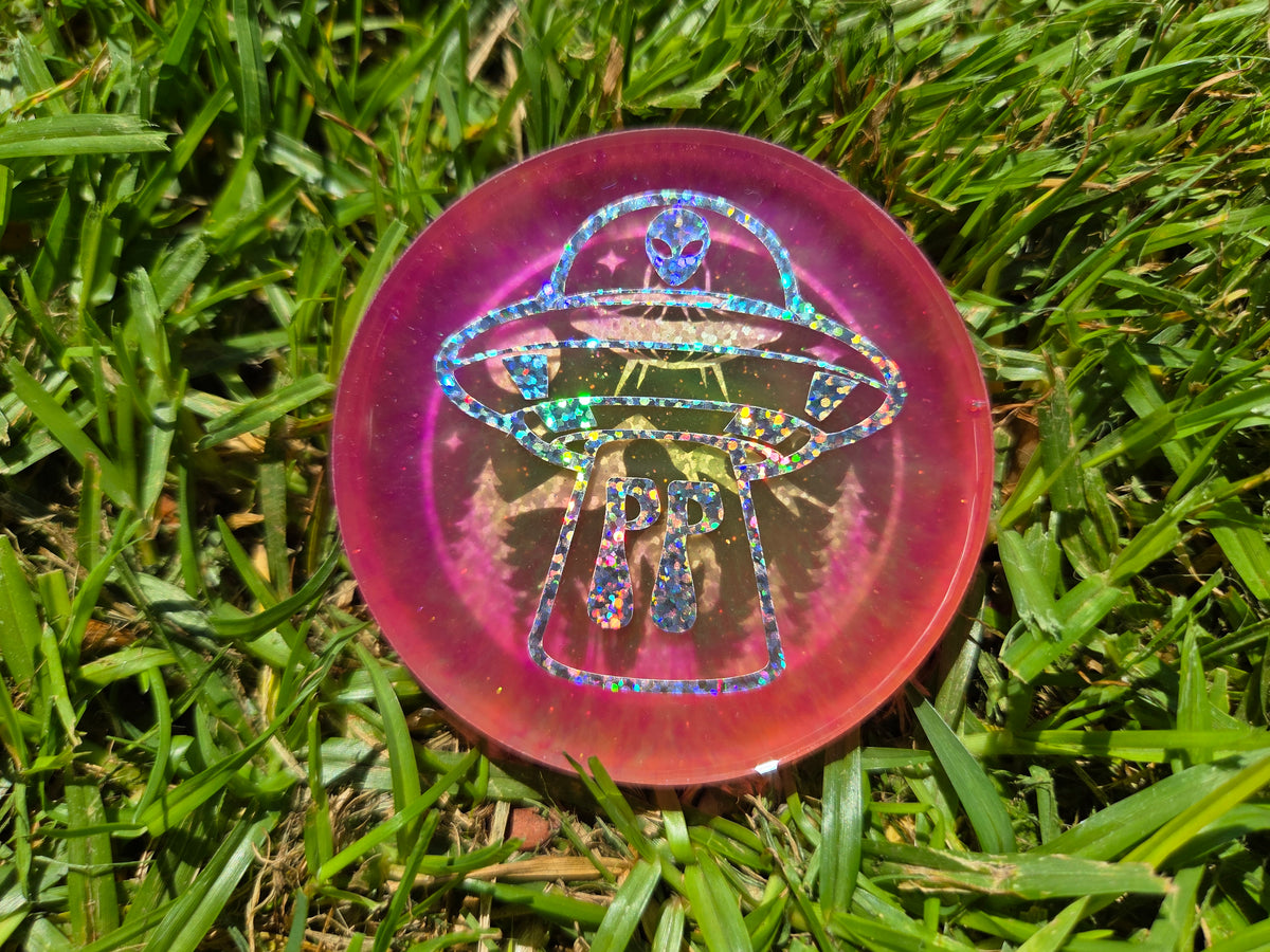 Poppycock UFO Weirder Thangz/Sasquatch Playing Disc Golf                              Poppycock UFO Strange Best Budz Double Sided Glow Mini Pack